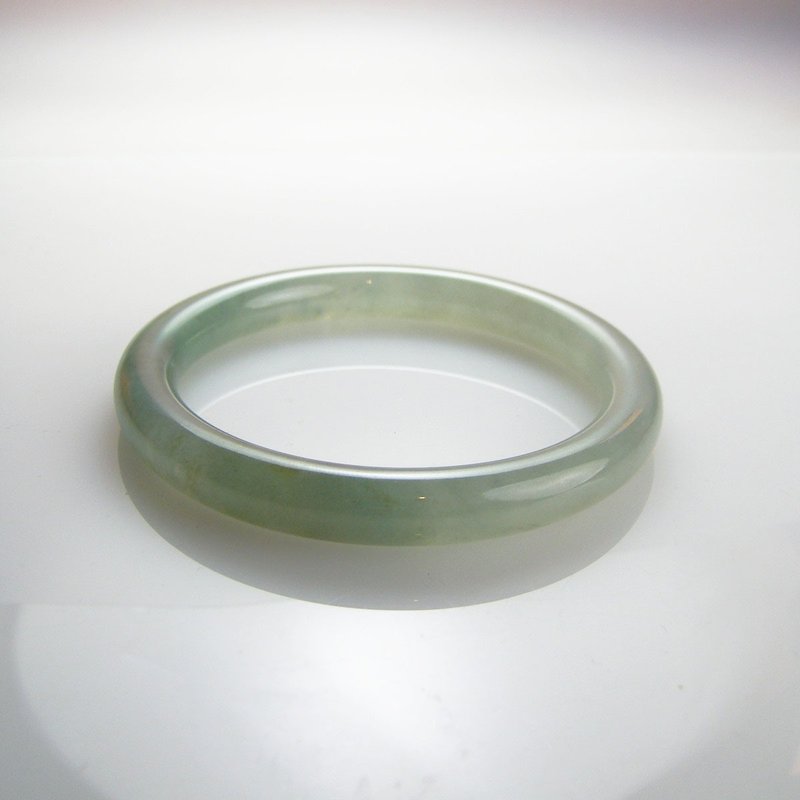 Ice waxy lake green jade round jade bracelet natural product A - สร้อยข้อมือ - หยก สีเขียว