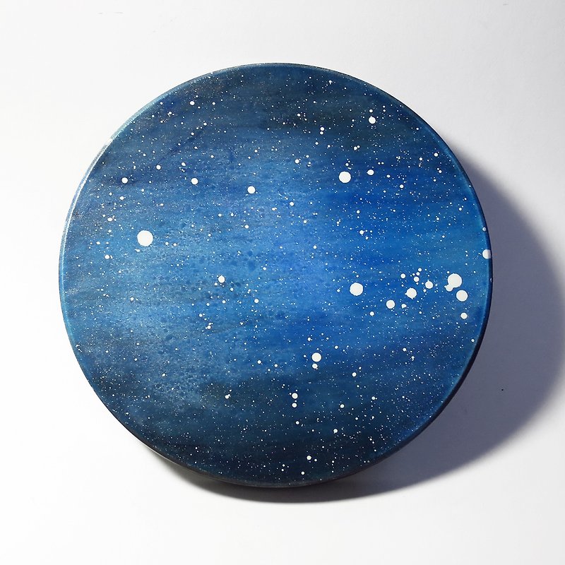 手描きのコースター/宇宙と海のように（丸い） - コースター - 陶器 ブルー