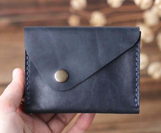 Travelambo Genuine Leather Coin Case Small Wallet YKK Zipper(Blue)