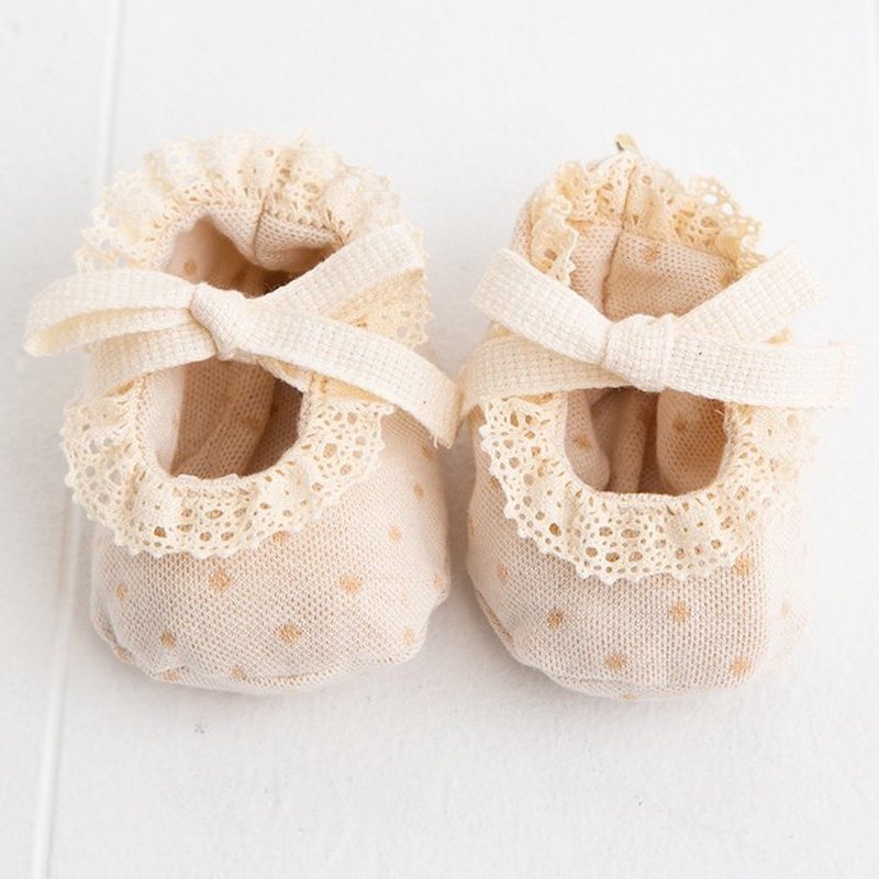 Y-1337 100% Organic Cotton Ceremony Shoes Dot Pattern Size 11cm Made in Japan - Baby Shoes - Cotton & Hemp 