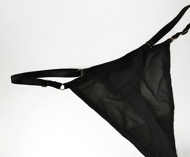 Adjustable straps thong - Soft mesh panties - Sexy lingerie - Women  underwear - Shop Marina V Lingerie Women's Underwear - Pinkoi