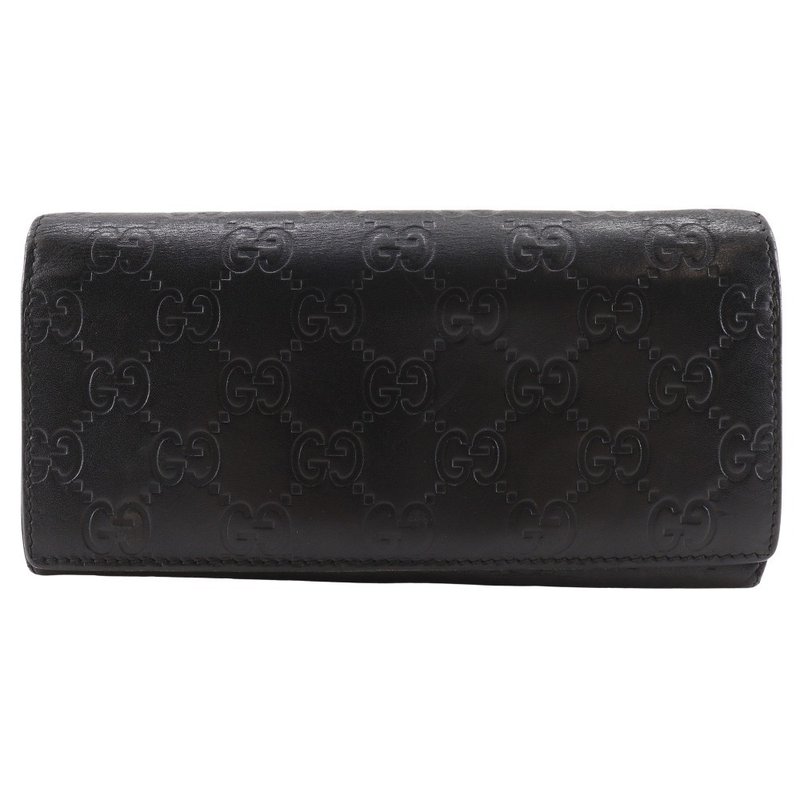 【日本直送】グッチ GUCCI GG 長財布 146229 シマレザー 黒 ユニセックス【中古】 - 錢包/皮夾/長短夾 - 真皮 黑色
