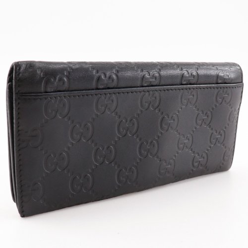 日本直送】グッチ GUCCI GG 長財布 146229 シマレザー 黒 ユニ
