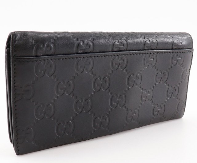 日本直送】グッチ GUCCI GG 長財布 146229 シマレザー 黒 ユニセックス
