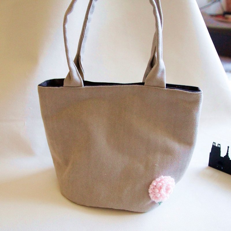 Shoulder bag,  large capacity bag,  tote bag, chammy, fire flower - Handbags & Totes - Cotton & Hemp Khaki