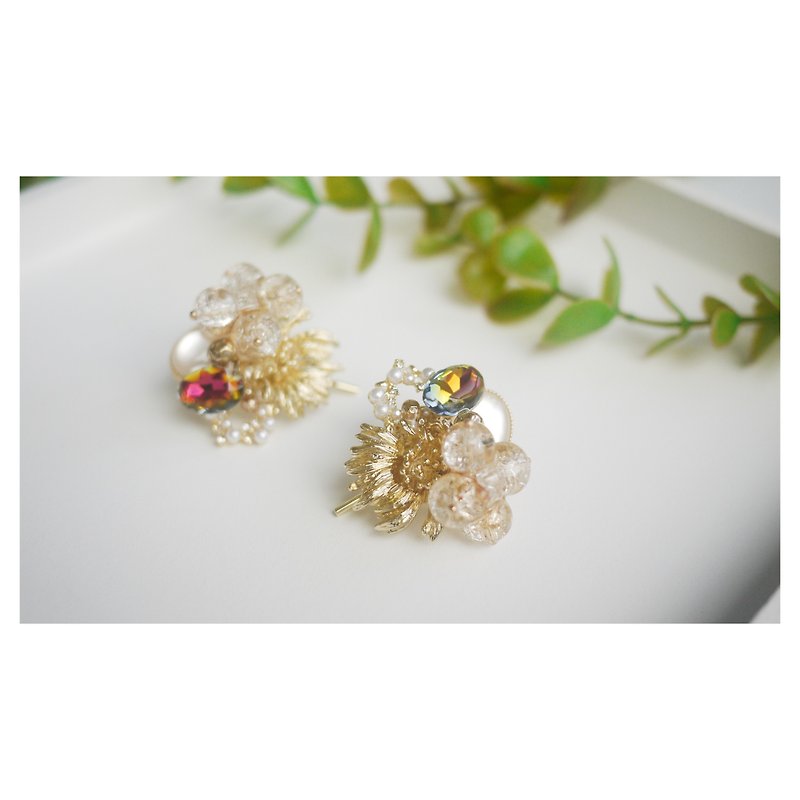 Crystal ball flower bush | Ponytail hook | pony hook - Hair Accessories - Other Materials Multicolor