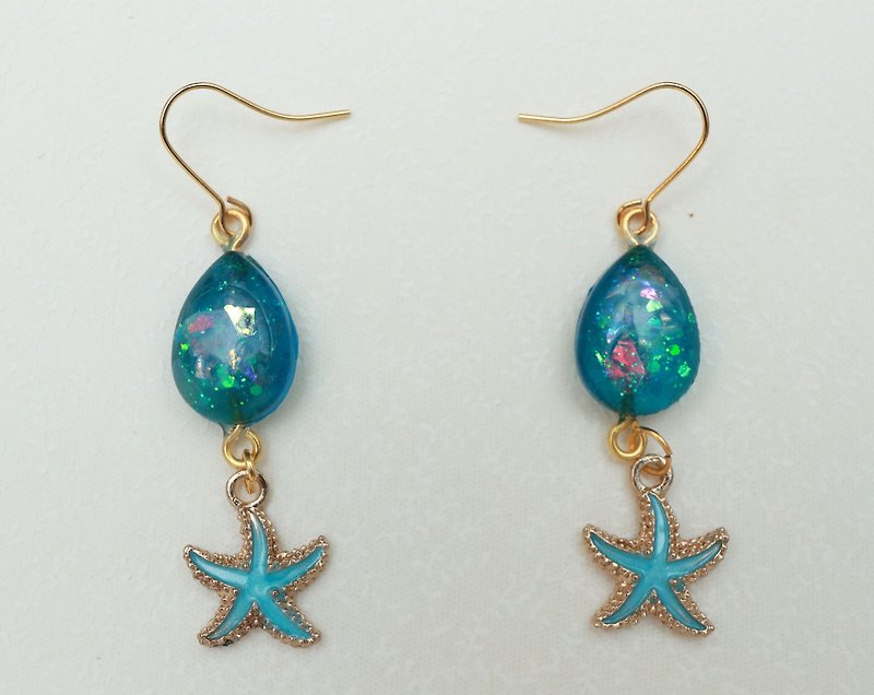 Free blue starfish - Earrings & Clip-ons - Other Metals Blue