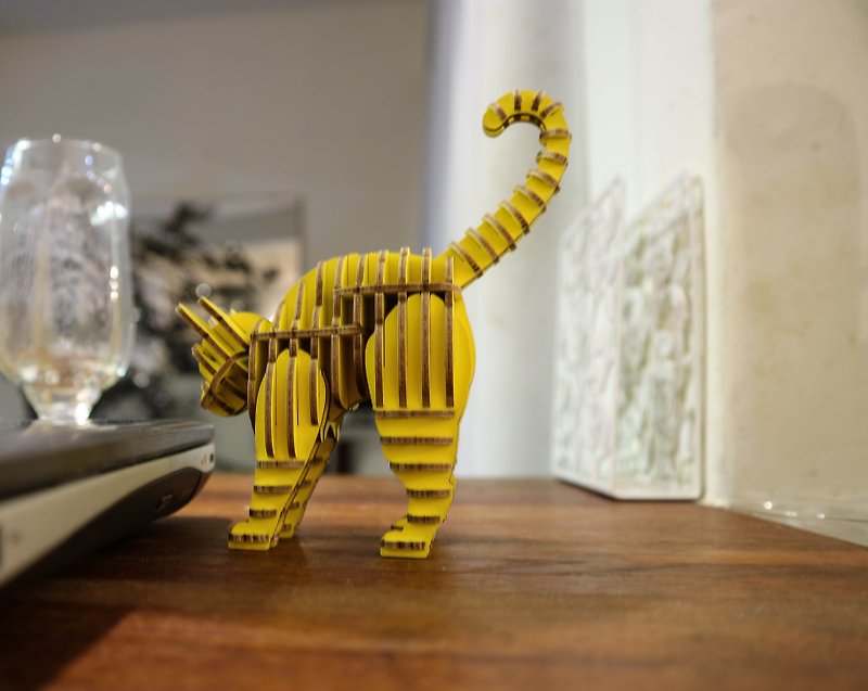 布萊梅城市樂手 - 貓 3D手作DIY居家擺飾 黃色 - 擺飾/家飾品 - 紙 黃色