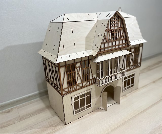 Fachwerkヨーロピアンドールハウス|木製ドールハウス| DIYドールハウス 