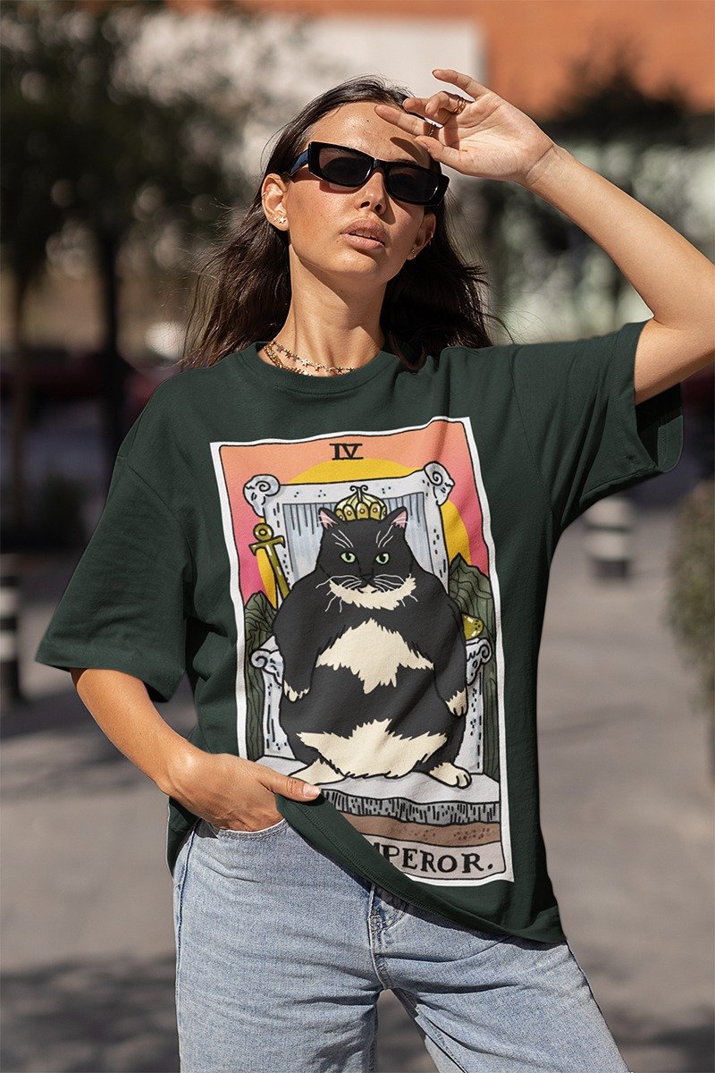 The Emperor - The Original Tarot Cat Meme Unisex T-shirt in - Women's T-Shirts - Cotton & Hemp Pink