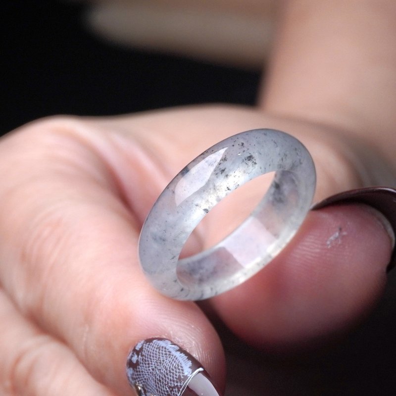 Glass Jade Ring Band | International 17 circumference | Natural Burmese Jade A-grade | Gift - General Rings - Jade Transparent