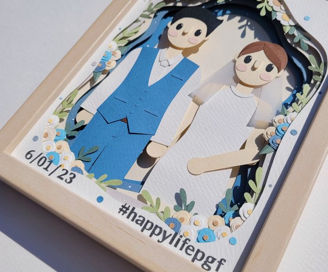 Layered custom papercut frame: wedding day theme. - Shop lita-craft Picture  Frames - Pinkoi