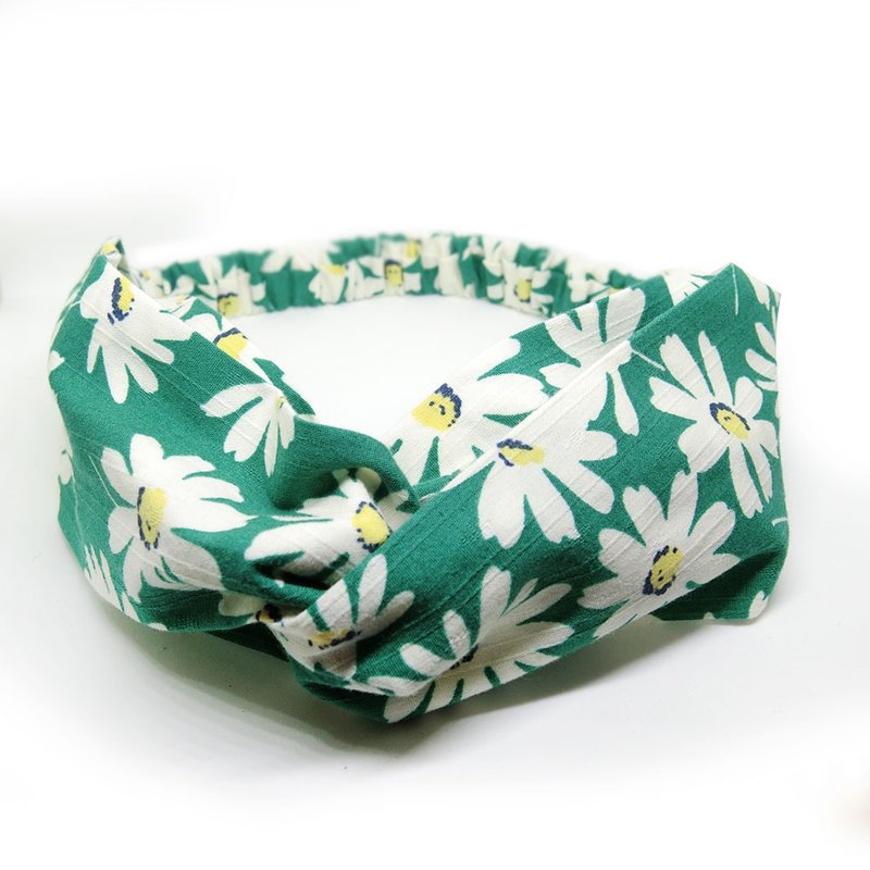 【殼藝品】小雛菊手工髮帶(綠色) - 髮圈/髮夾 - 棉．麻 綠色