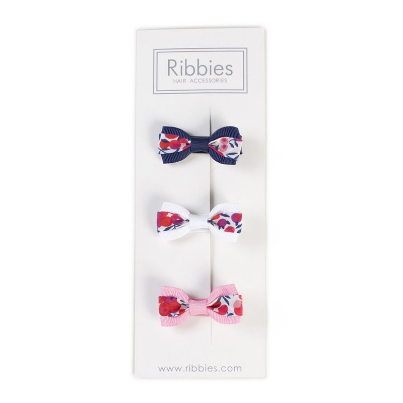 英國Ribbies 雙色緞帶蝴蝶結3入組-Blake - 髮夾/髮圈 - 聚酯纖維 