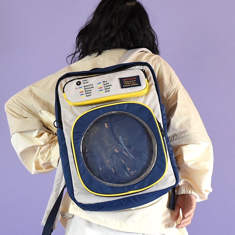 nullbag原創防潑水大容量後背包板包雙肩包可放娃娃學生痛包尼龍 - 後背包/書包 - 尼龍 藍色