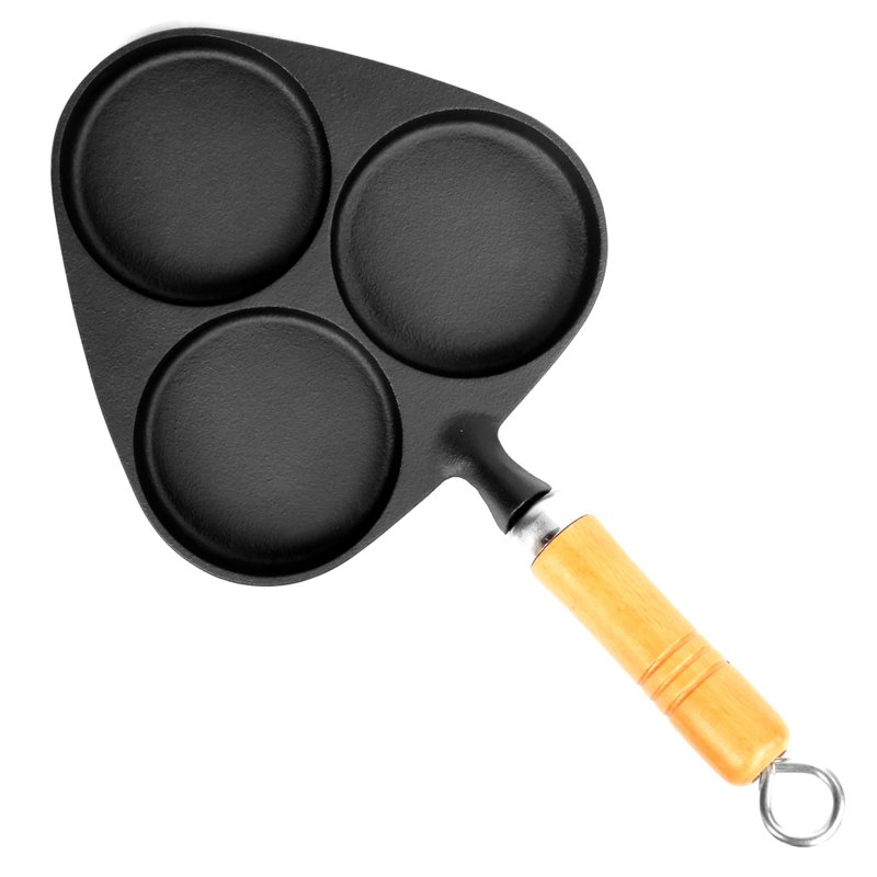 岩鑄 南部鐵器 煎蛋平底鍋 附木柄 IH對應 日本製 - 鍋子/烤盤 - 其他金屬 黑色