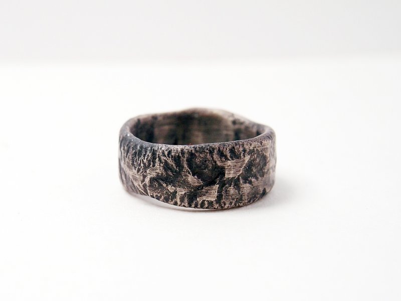 Coal Series  #a285 Melted Rock Ring - แหวนทั่วไป - เงิน สีเงิน