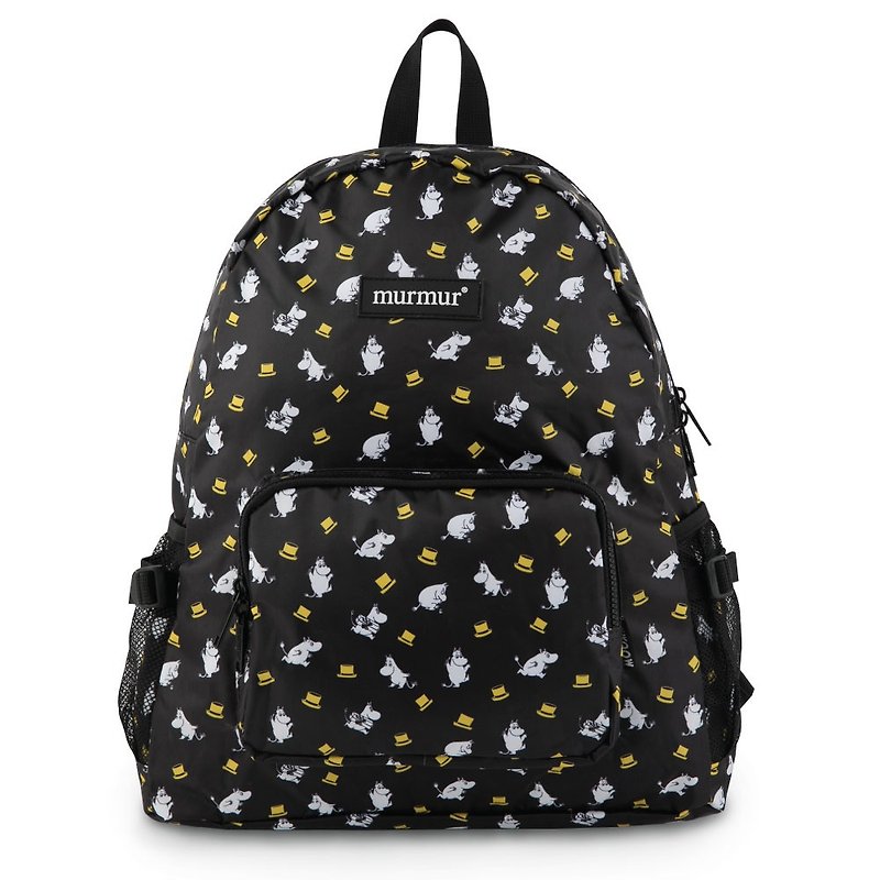 murmur收納後背包-Moomin嚕嚕米 黃帽 - 後背包/書包 - 塑膠 黑色