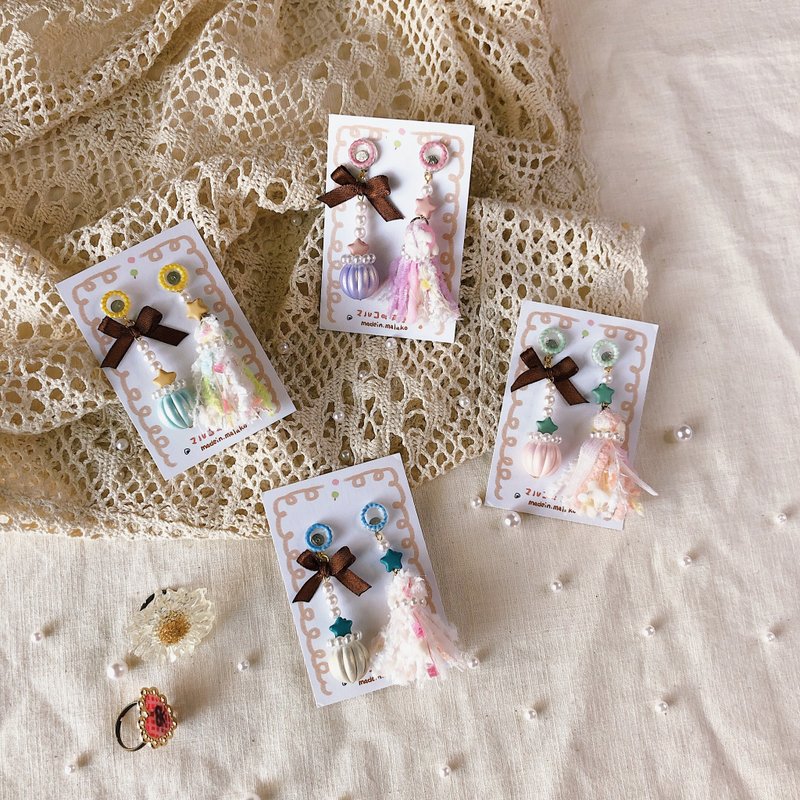 魔法之星 - 耳環/耳夾/耳骨夾 - 樹脂 綠色