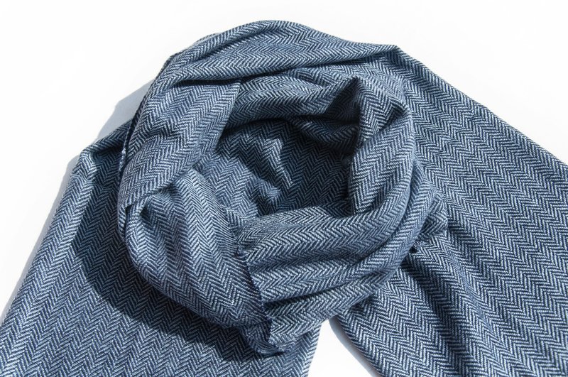 Cashmere Knitted Scarf Pure Wool Scarf Hand-Knitted Scarf Knitted Scarf-Ocean - Knit Scarves & Wraps - Wool Blue