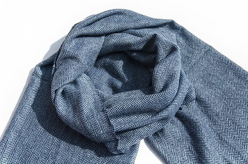 omhandmade 喀什米爾Cashmere 針織圍巾 純羊毛圍巾 手織圍巾 編織圍巾-海洋