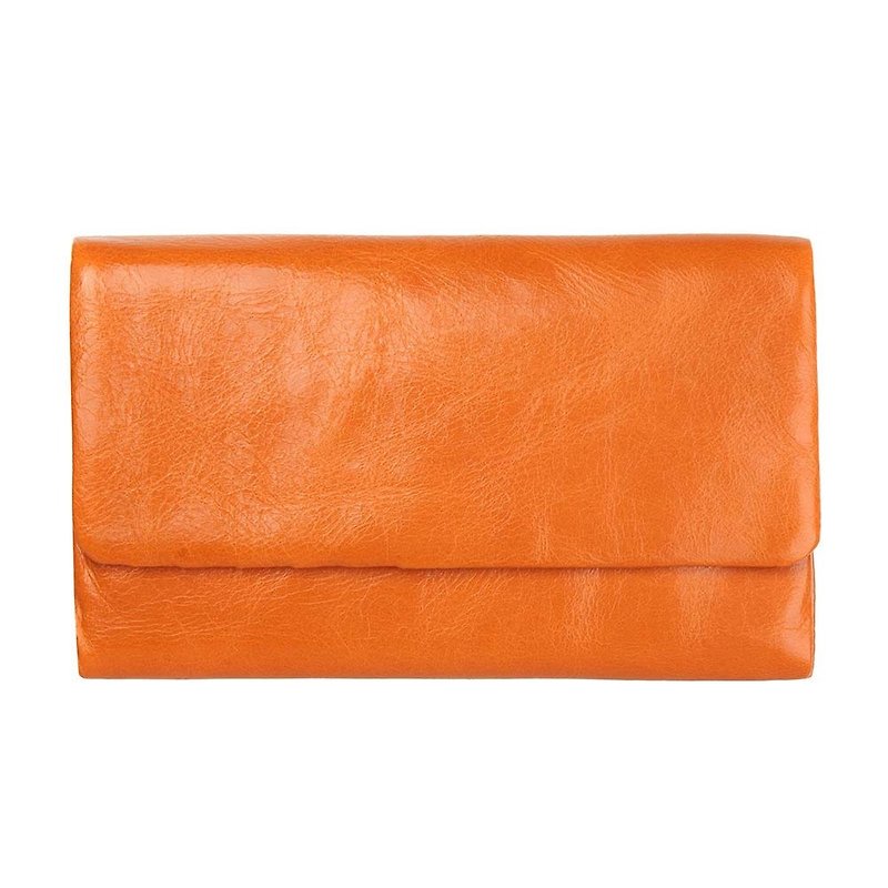 AUDREY Long Clip_Orange / Orange - กระเป๋าสตางค์ - หนังแท้ สีส้ม