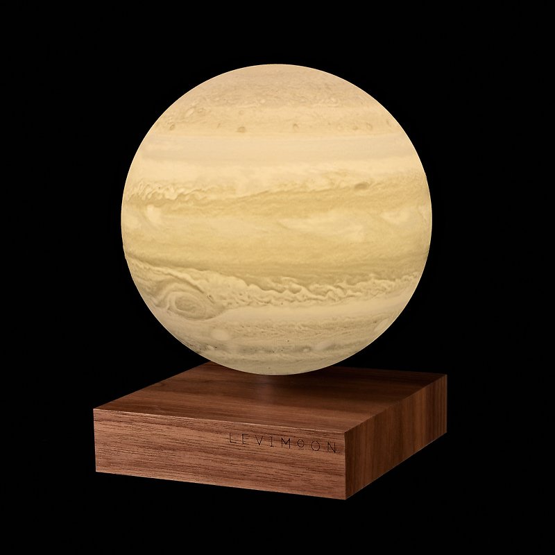 【空に浮かぶのは木星】磁気浮上ワイヤレス充電木星ランプ - 置物 - 木製 ホワイト