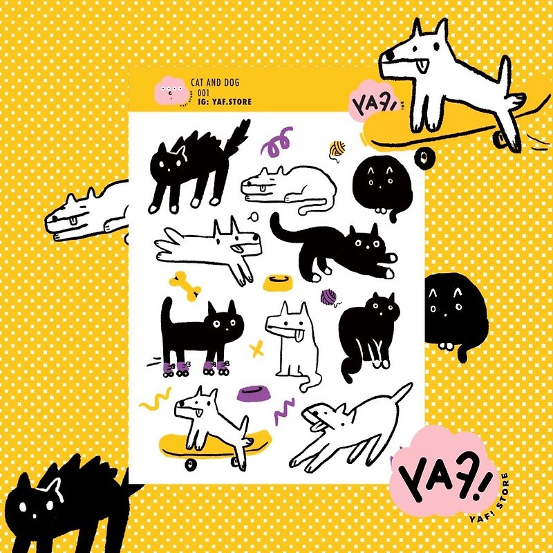 Cat and Dog Sticker - Stickers - Waterproof Material 