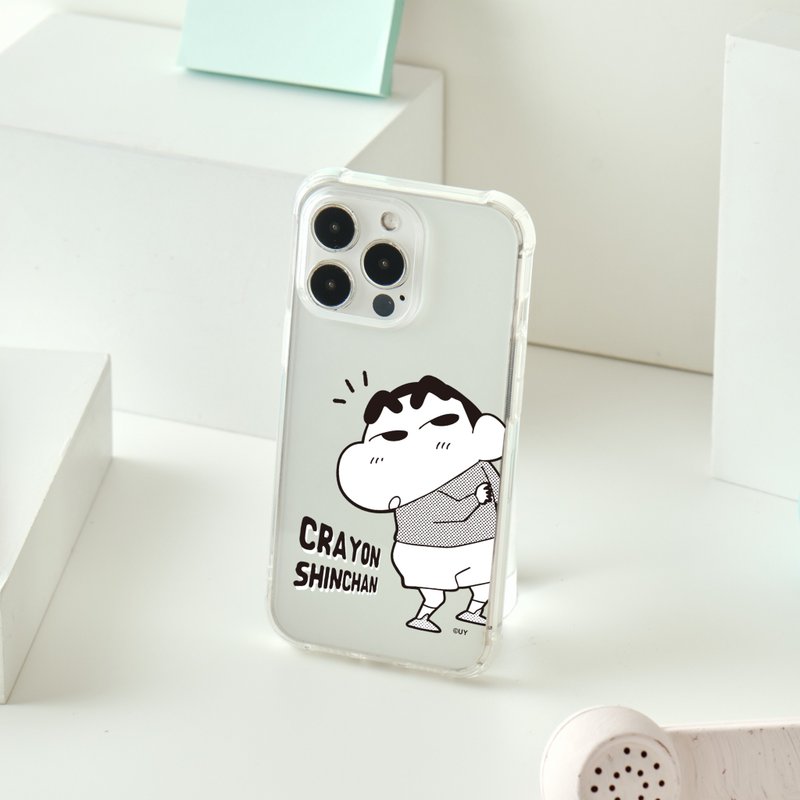 蠟筆小新害羞躲藏全氣囊防摔iPhone手機殼 - 手機殼/手機套 - 塑膠 透明