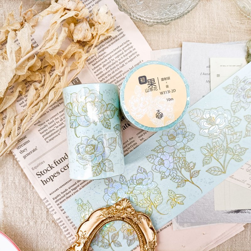 NO.W313I-2D 山茶花 雷射銀+金 Camellias - 紙膠帶/和紙/PET - 塑膠 多色