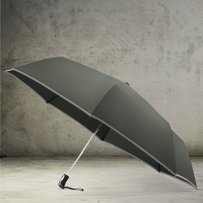 TDN anti-rebound 360-degree reflective strip, quick-drying, automatic opening and closing umbrella, safety medium stick, super large automatic umbrella (jazz gray) - ร่ม - วัสดุกันนำ้ สีเทา