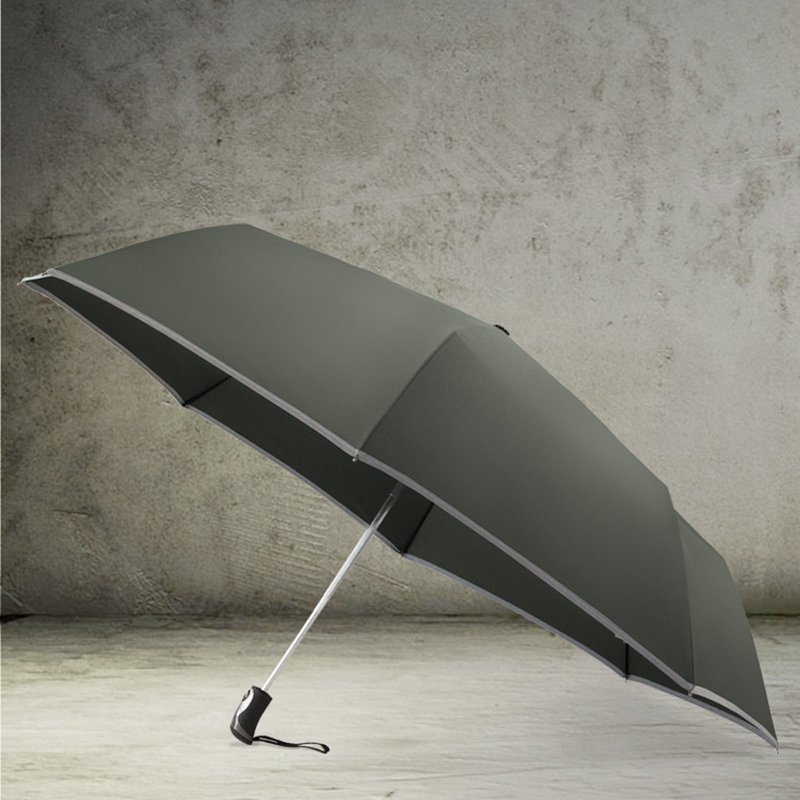 TDN anti-rebound 360-degree reflective strip, quick-drying, automatic opening and closing umbrella, safety medium stick, super large automatic umbrella (jazz gray) - Umbrellas & Rain Gear - Waterproof Material Gray