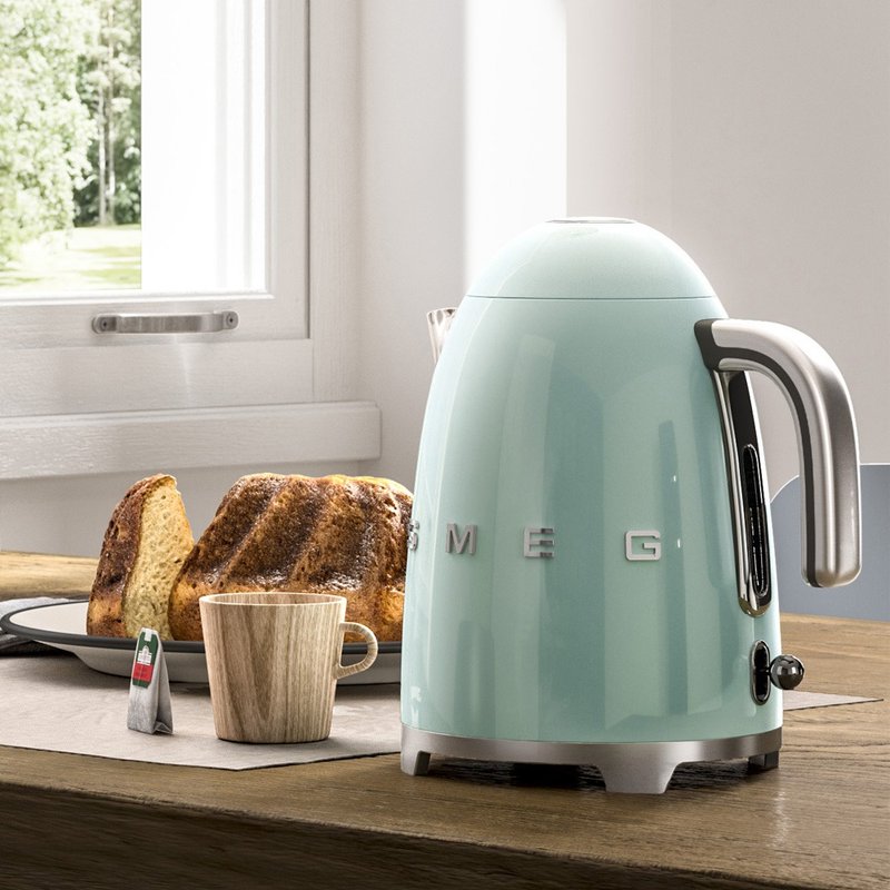 【SMEG】義大利大容量1.7L電熱水壺-粉綠色 - 廚房家電 - 其他金屬 綠色