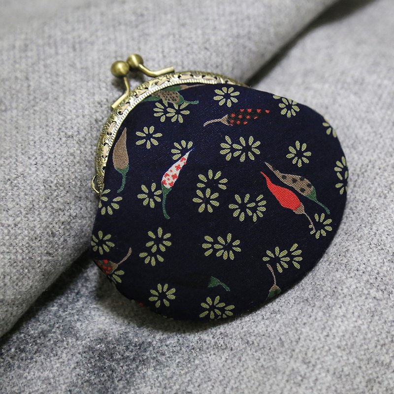 Japan imported cotton small mouth package purse coin pocket - กระเป๋าใส่เหรียญ - ผ้าฝ้าย/ผ้าลินิน สีดำ