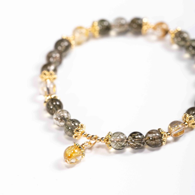 Green Tourmaline Rutilated Quartz, Golden Rutilated Quartz, 14K Gold Filled Fin - Bracelets - Semi-Precious Stones Green