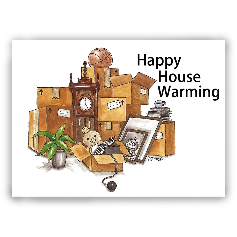 Hand-painted illustration universal card/postcard/card/illustration card-the joy of housewarming - Cards & Postcards - Paper 