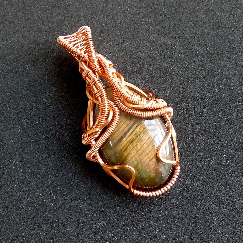 Misssheep-WW04 Classical Handmade Metal Wire Labradorite Pendant Necklace - สร้อยคอ - โลหะ 
