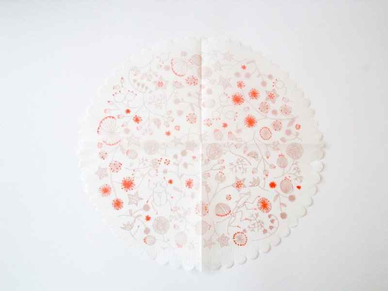 Classiky x ten to sen Lace Paper Napkin【Wild Flower (26547-01)】 - ผ้ารองโต๊ะ/ของตกแต่ง - กระดาษ สีส้ม