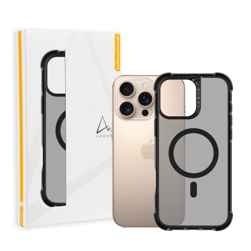 ARMOR ARMOR iPhone16 系列SignaturePRE 磁吸電話保護殼 透明黑/黑條