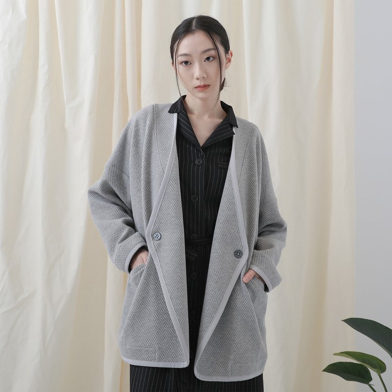 Weixin_維新褶片外套_22AF304_灰 - 女大衣/外套 - 聚酯纖維 灰色