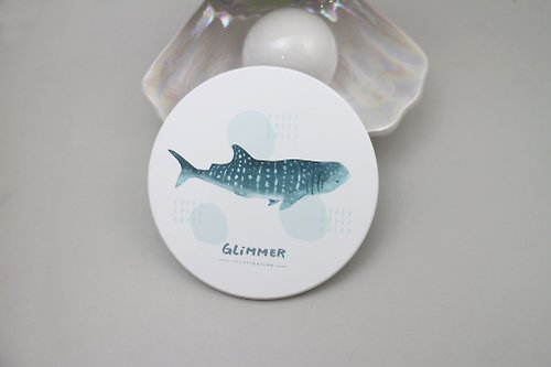 微光分子 glimmer draw 鯨鯊- 陶瓷吸水杯墊