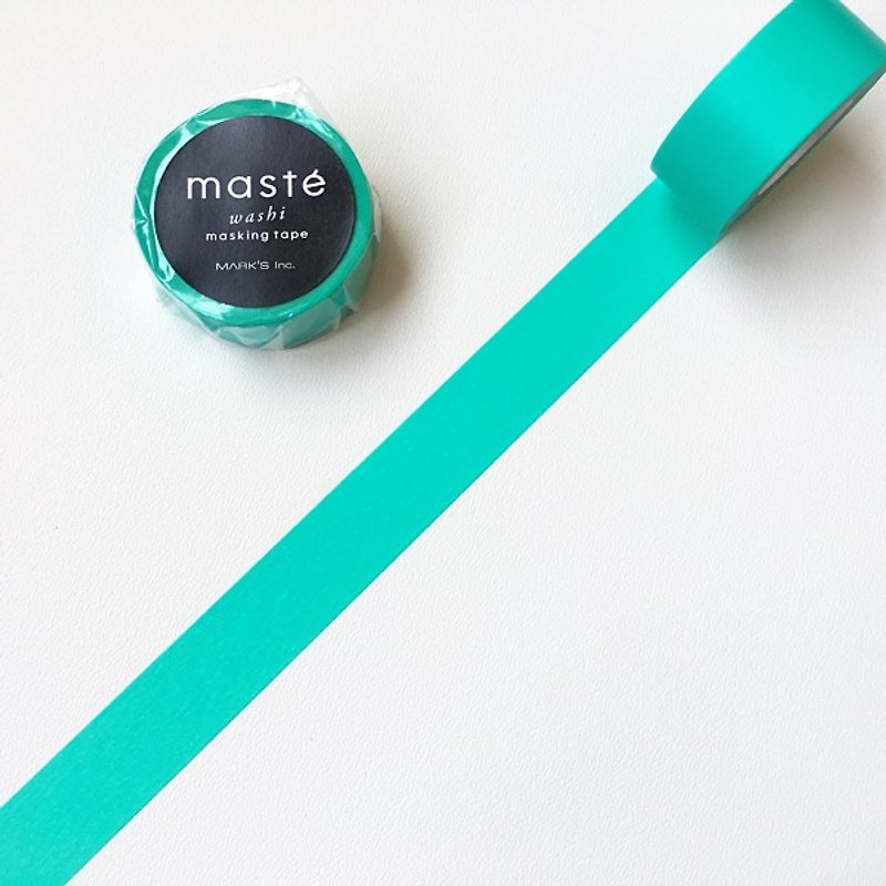 maste 和紙膠帶 Basic【無地素色-薄荷綠 (MST-MKT180-MI)】 - 紙膠帶 - 紙 綠色