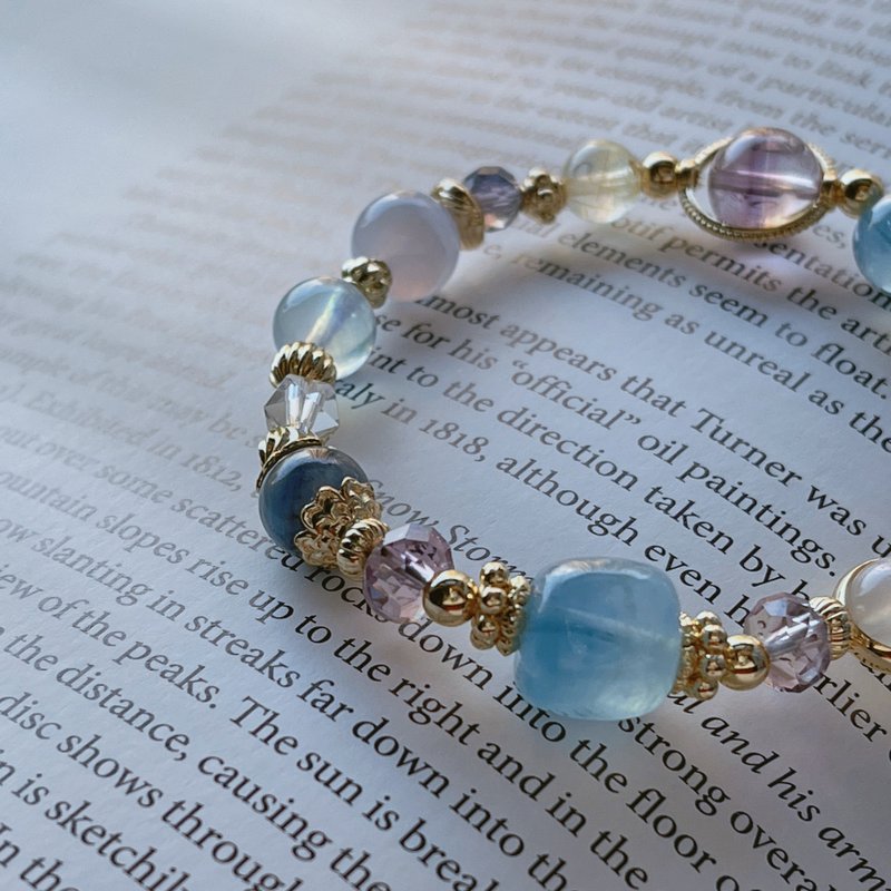 Xiao Qingge丨Amethyst + Aquamarine丨Soothing and healing emotions丨Customized crystal bracelet - Bracelets - Crystal Blue