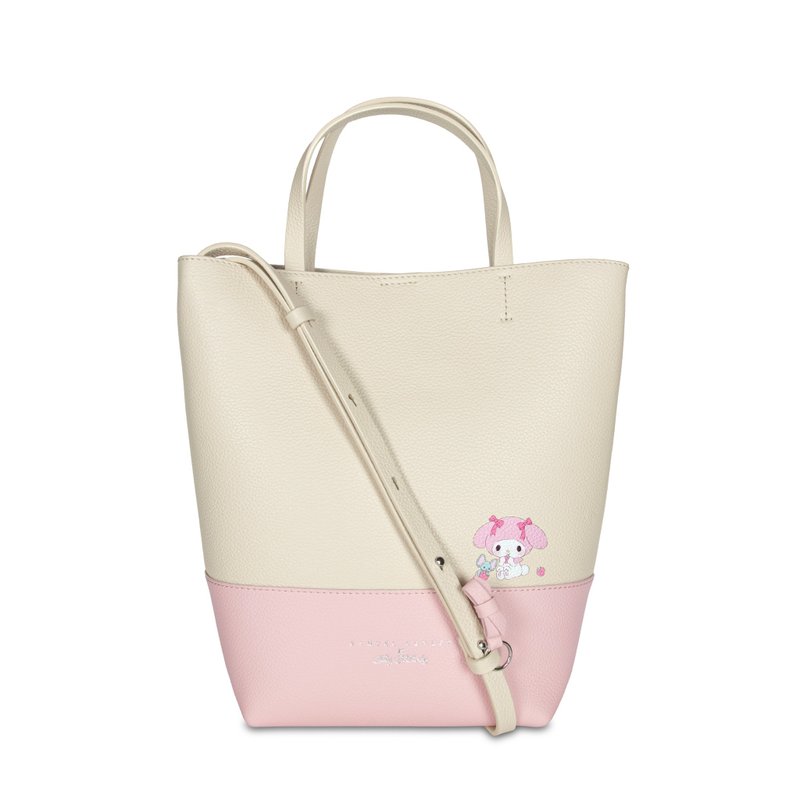 【CROSSOVER】Samuel Ashley x My Melody Leather Shopping Bag - Beige - Handbags & Totes - Genuine Leather White