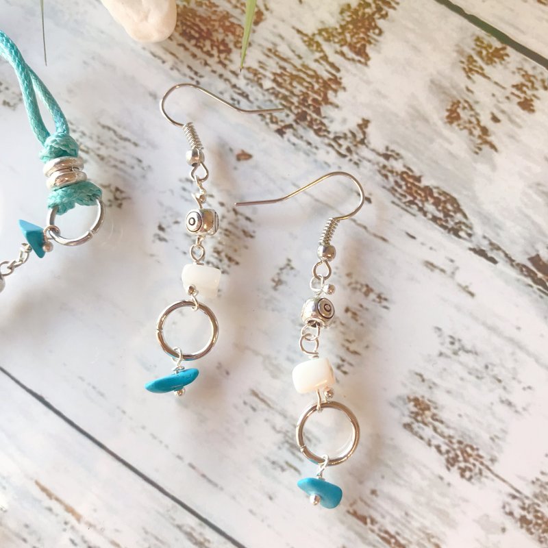 Sea Dance Natural Stone Earrings - ต่างหู - เปลือกหอย 