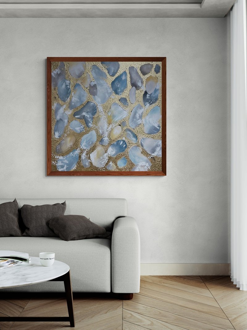 Original Canvas Painting Gold Painting Large Wall Art Textured Art - 壁貼/牆壁裝飾 - 棉．麻 透明