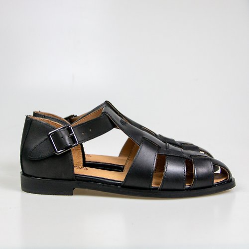 SAMBAR shoes 簍空編織涼鞋女鞋/黑色/238C楦