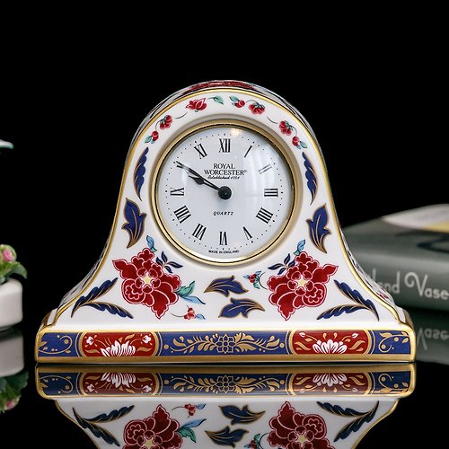 擎上閣裝飾藝術 英國製Royal Worcester皇家伍斯特 美麗花舞1994骨瓷桌鐘座鐘時鐘
