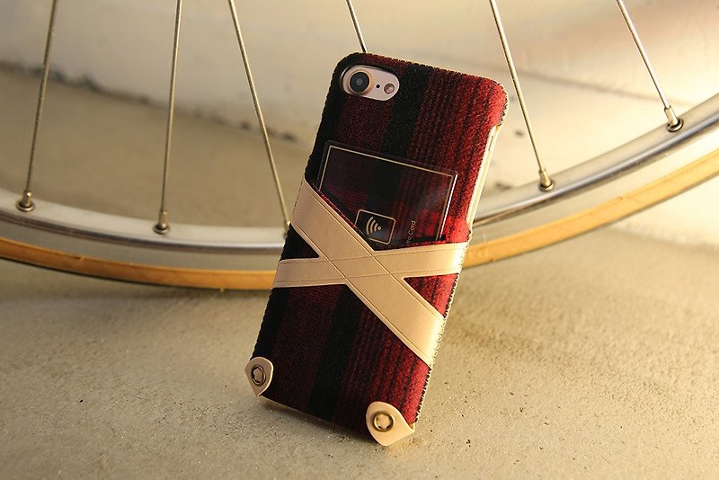 iPhone 7/8 /SE 4.7吋 新極簡希臘系列皮革保護套 - 櫻桃紅格紋 - 手機殼/手機套 - 真皮 紅色