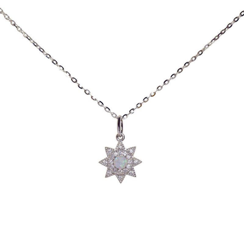 Sun Opal Necklace - Sterling Silver - Stone- Opal - สร้อยคอ - เครื่องเพชรพลอย 